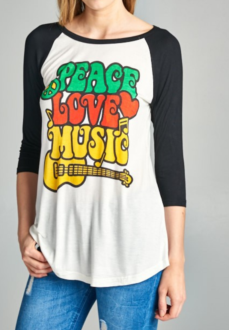 LA Soul Peace, Love, Music Baseball T-Shirt