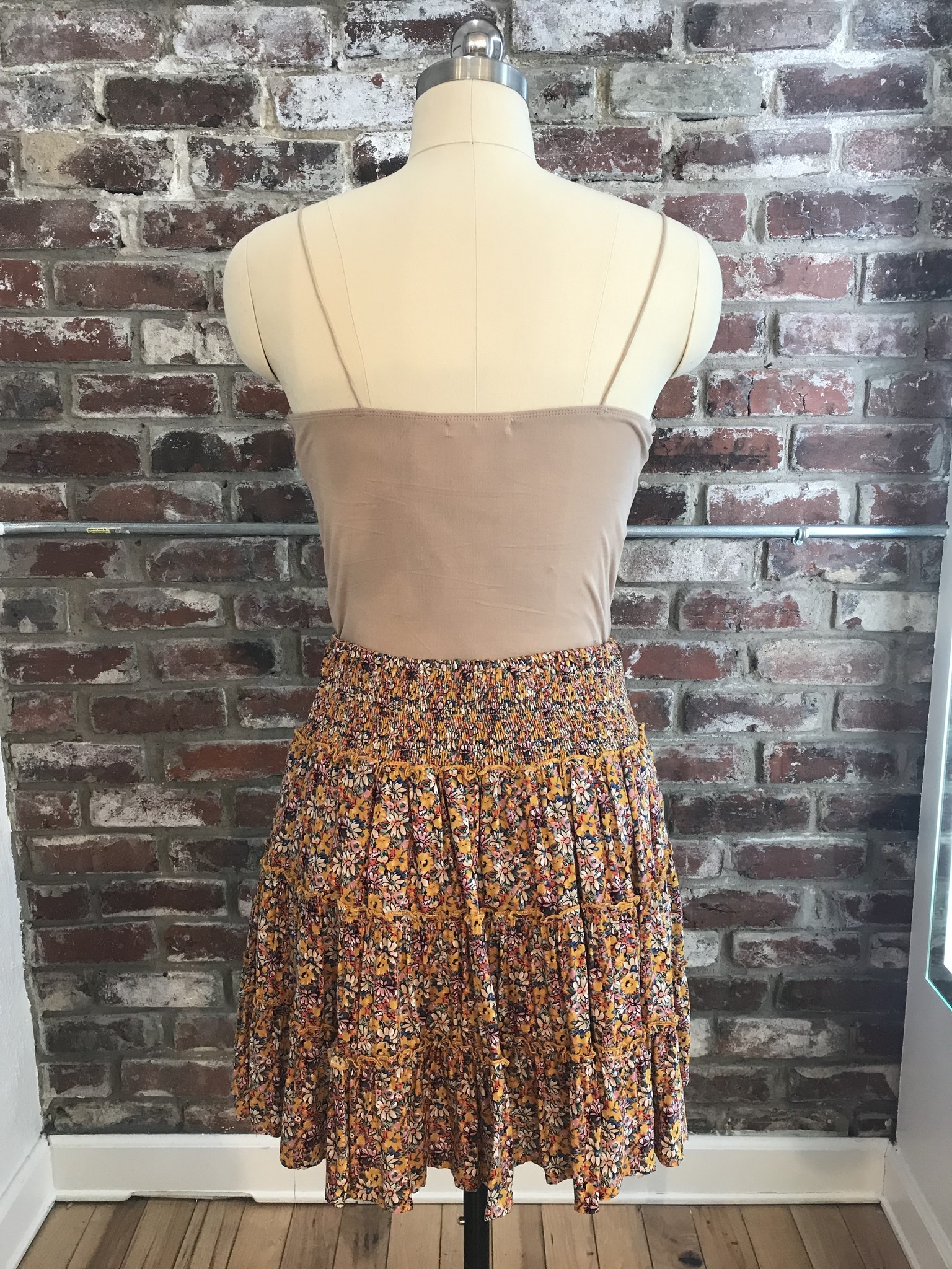 Easel Flower Power Mini Skirt in Sunflower