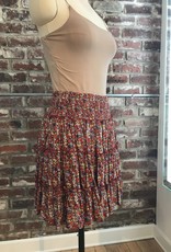 Easel Flower Power Mini Skirt in Rust