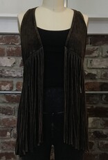 T Party T Party Mineral Washed Long Fringed Vest