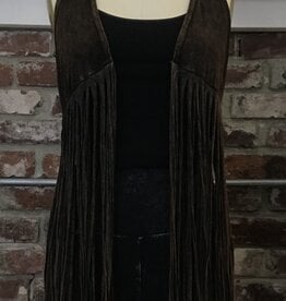 T Party T Party Mineral Washed Long Fringed Vest