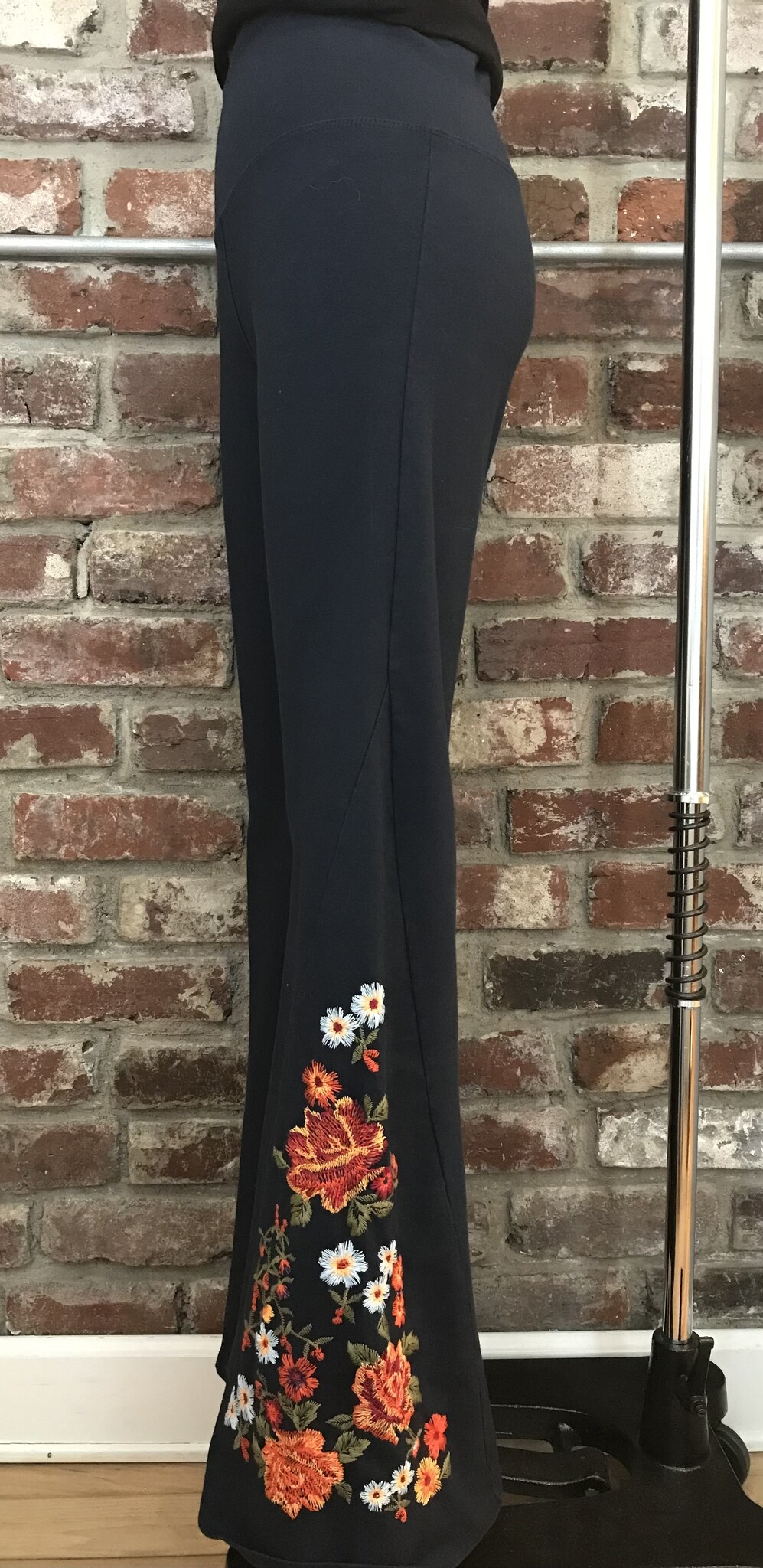 T Party "Flower Power" Embroidered Flare Pants