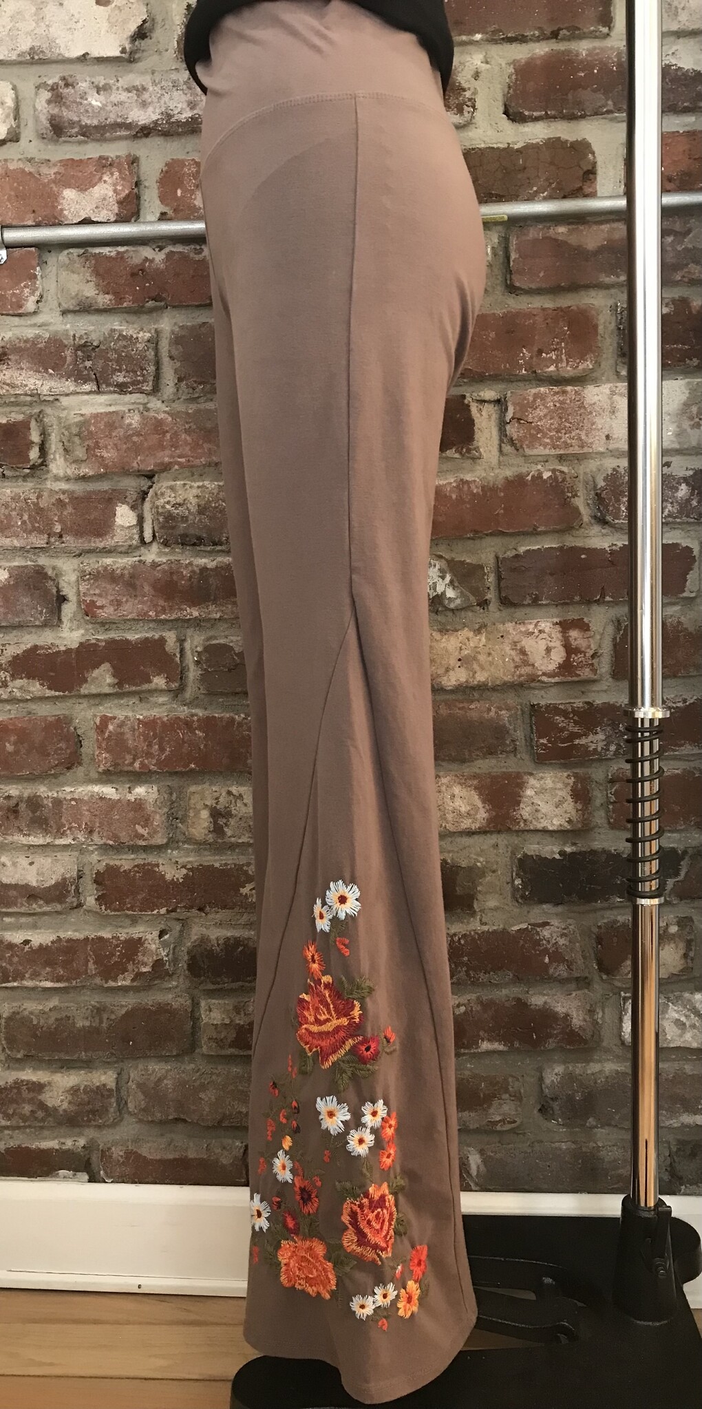 T Party "Flower Power" Embroidered Flare Pants