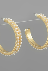 Golden Stella Pearl-Row Studded Hoops