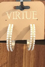 Golden Stella Pearl-Row Studded Hoops