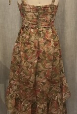 Storia "Watercolor Florals" Tie-Strap Ruffle Dress