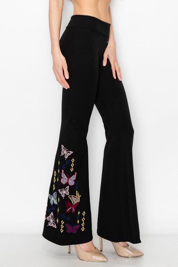 T Party "Fly Away" Embroidered Wide Flare Pants