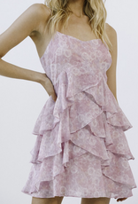Storia "Pretty Petals" Tiered Ruffles Rose Print Mini Dress