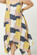 Hayden Plus "Playful Patches"  Patchwork Print Asymmetrical Plus Dress