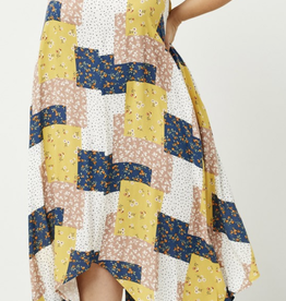 Hayden Plus "Playful Patches"  Patchwork Print Asymmetrical Dress