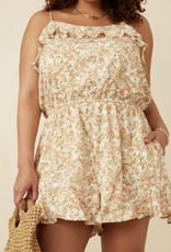 Hayden Plus "Buttery Fields" Floral Button Detail Ruffle Tank Plus Romper