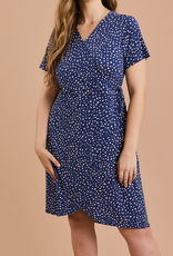 Gilli "Ditsy Dots" V Neck Wrap Midi Plus Dress