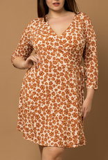 Gilli "Orange Crush" Faux Wrap Mini Plus Dress