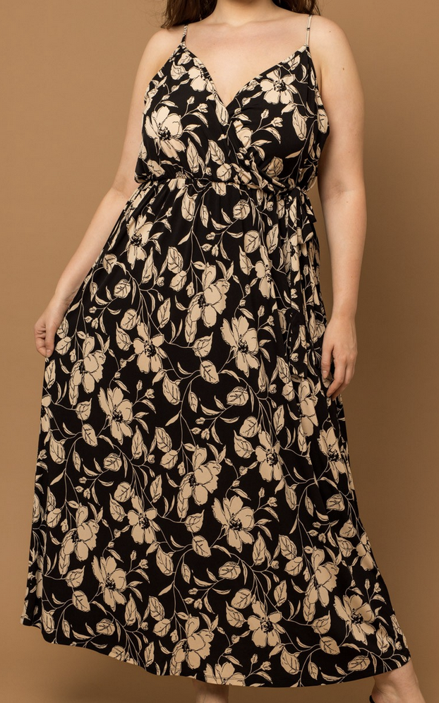 Gilli "Gilded Age" Waist Tie Floral Maxi Plus Dress