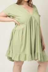 Gilli "Stems & Petals" V Neck Tiered Plus Dress
