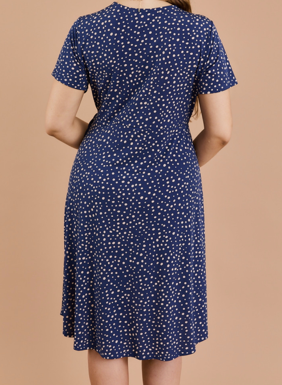 Gilli "Ditsy Dots" V Neck Wrap Midi Plus Dress