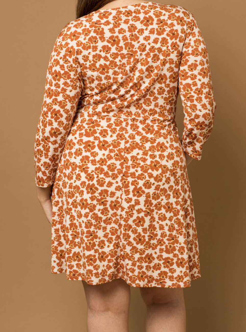 Gilli "Orange Crush" Faux Wrap Mini Plus Dress