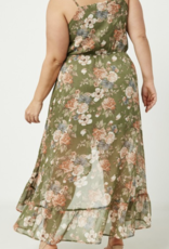 Hayden Plus "Olive Fields" High-Low Hem Maxi Plus Dress