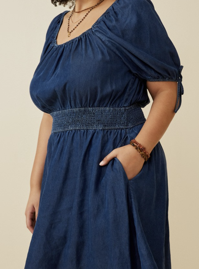 Hayden Plus "Blue Ridge Dreams" Denim Mini Plus Dress