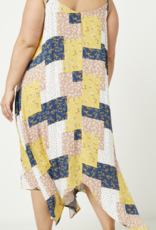 Hayden Plus "Playful Patches"  Patchwork Print Asymmetrical Plus Dress