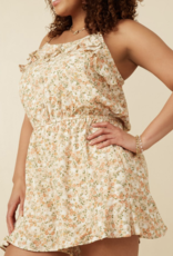 Hayden Plus "Buttery Fields" Floral Button Detail Ruffle Tank Plus Romper