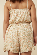 Hayden Plus "Buttery Fields" Floral Button Detail Ruffle Tank Plus Romper