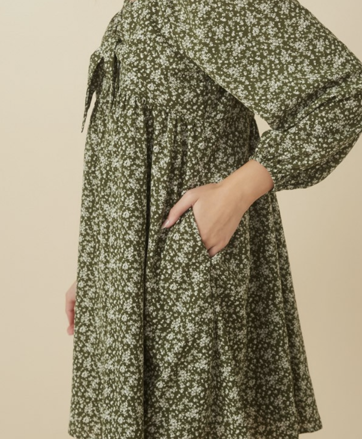 Hayden "Floral Code" Long Sleeve Dress