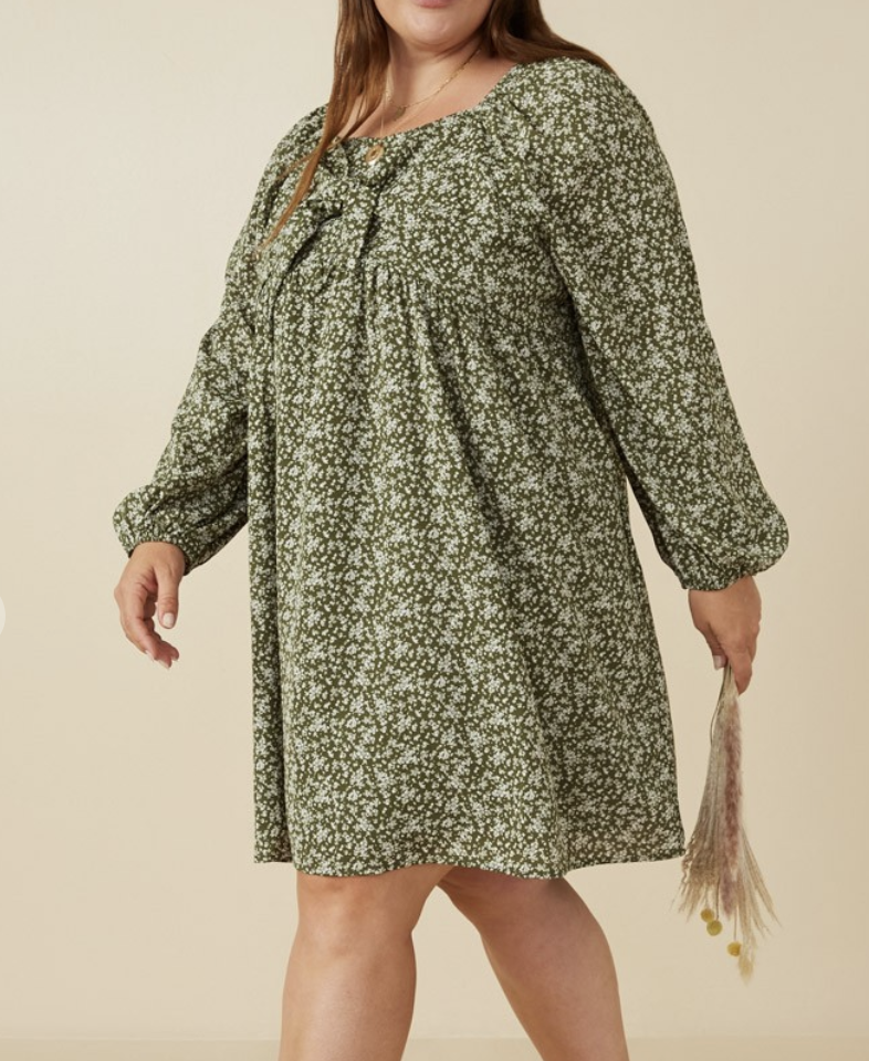 Hayden "Floral Code" Long Sleeve Plus Dress