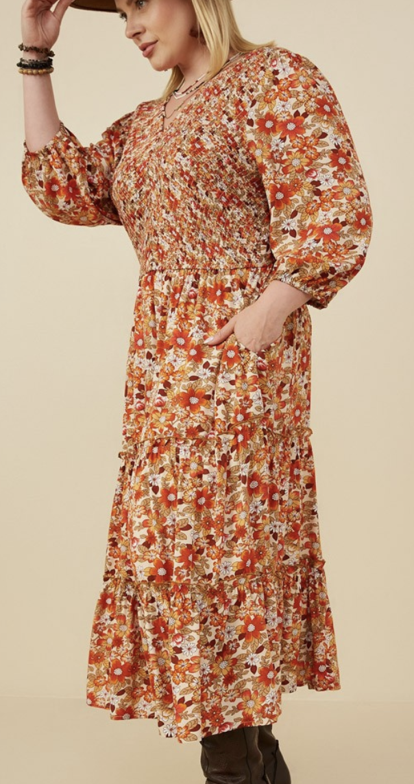 Hayden Plus "Retro Station" Floral Maxi Plus Dress