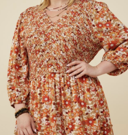 Hayden Plus "Retro Station" Floral Maxi Plus Dress