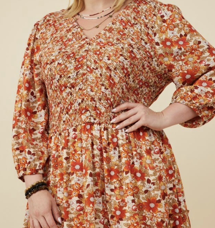 Hayden Plus "Retro Station" Floral Maxi Plus Dress