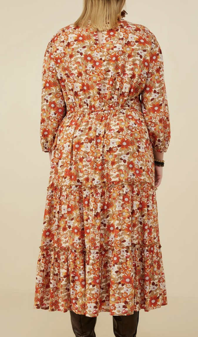 Hayden Plus "Retro Station" Floral Maxi Plus Dress