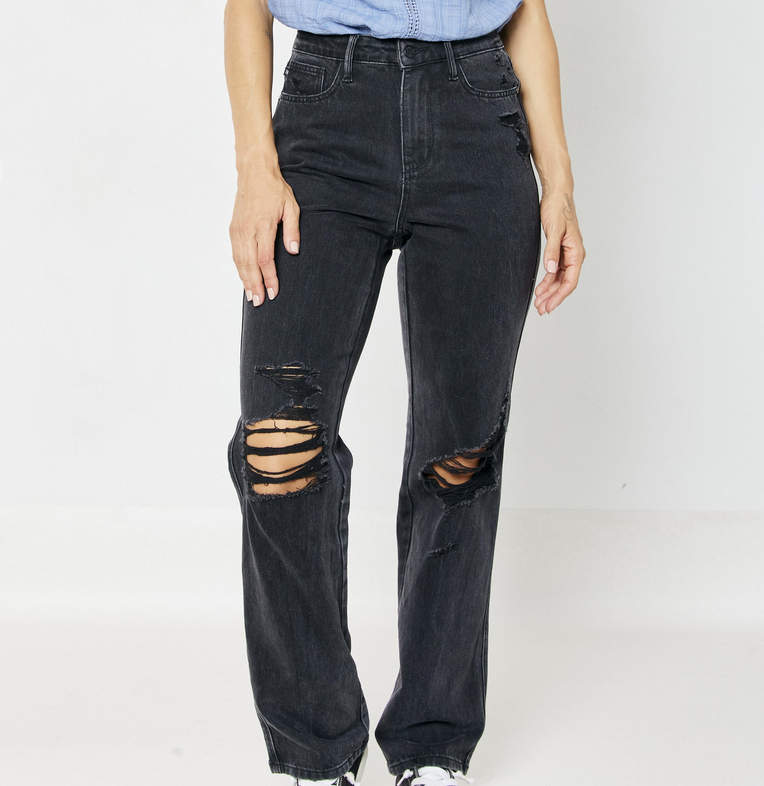 Judy Blue "Magic 90's" Highwaist Distressed Straight Jeans