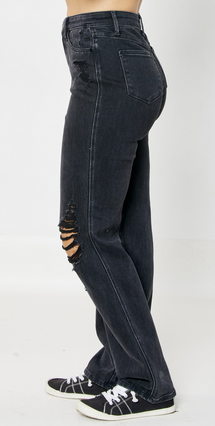 Judy Blue "Magic 90's" Highwaist Distressed Straight Jeans