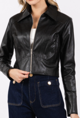 The Vintage Shop "Have Mercy" PU Leather Cropped Jacket