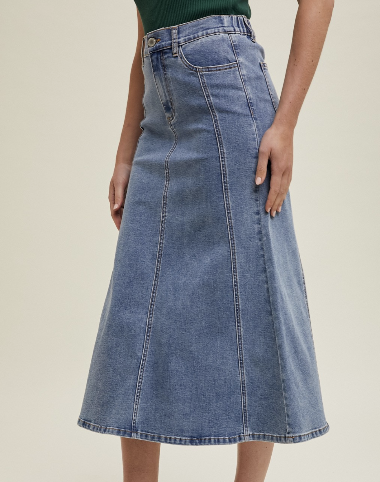 Wishlist "Take Flare" Midi Denim Skirt