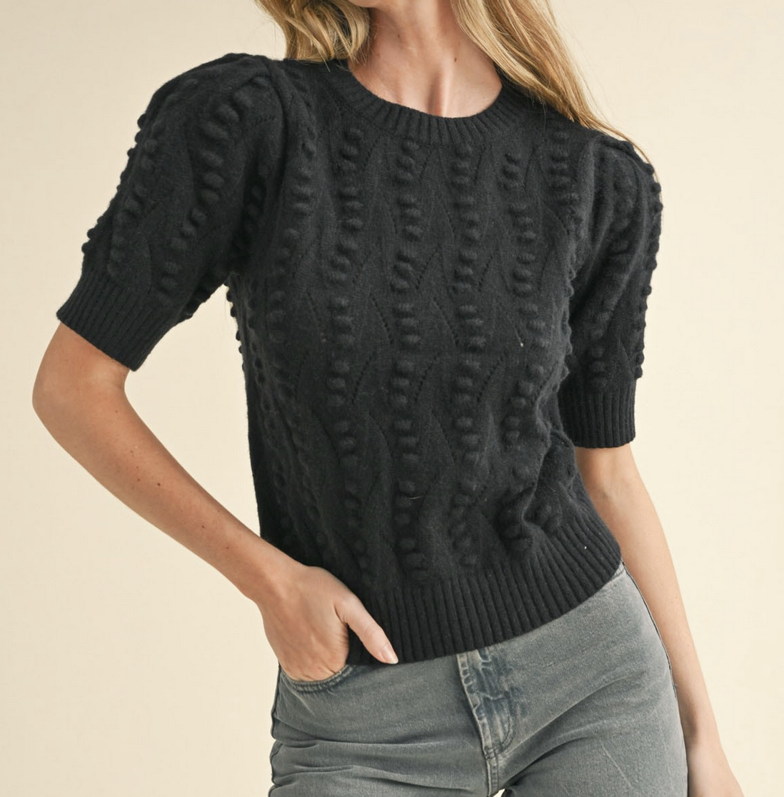 &Merci "Pop on In" Short Sleeve Sweater (3 Colors)
