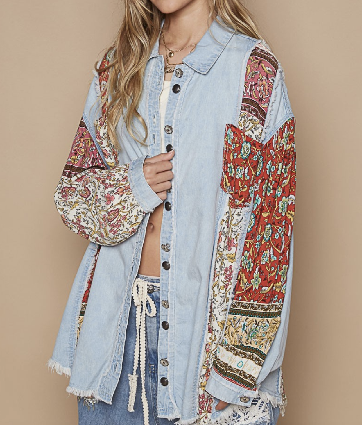 "You Betta Patch Work" Button Down Top