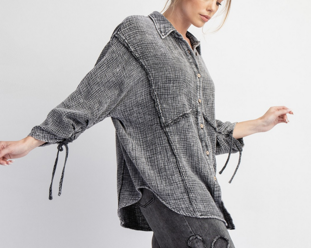 Easel "Mineral-ly Speaking" Button Down Top
