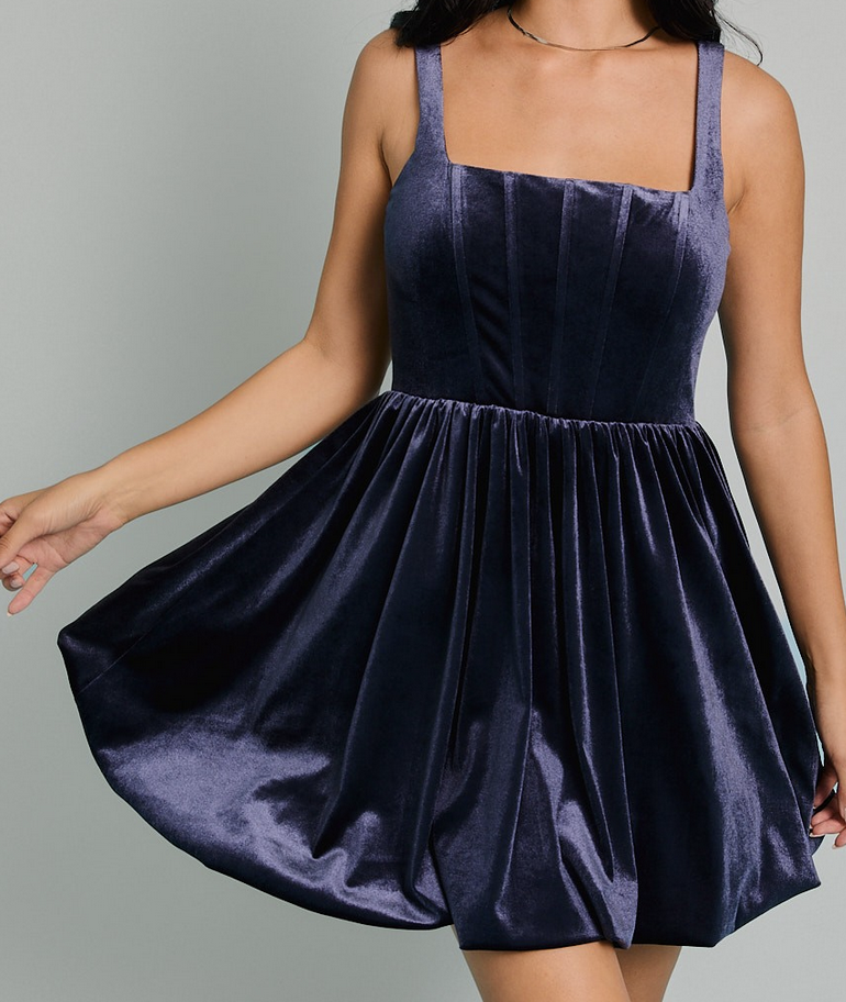 Le Lis "Velvet Day" Corset Bubble Mini Dress