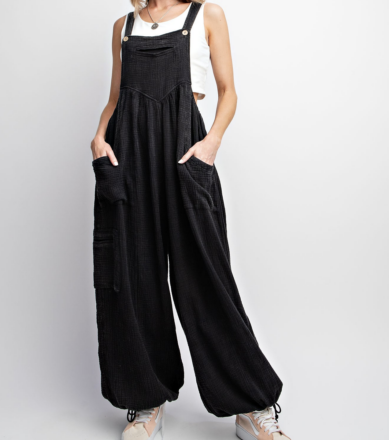 Easel "Behaving Baggy" Mineral Wash Jumpsuit
