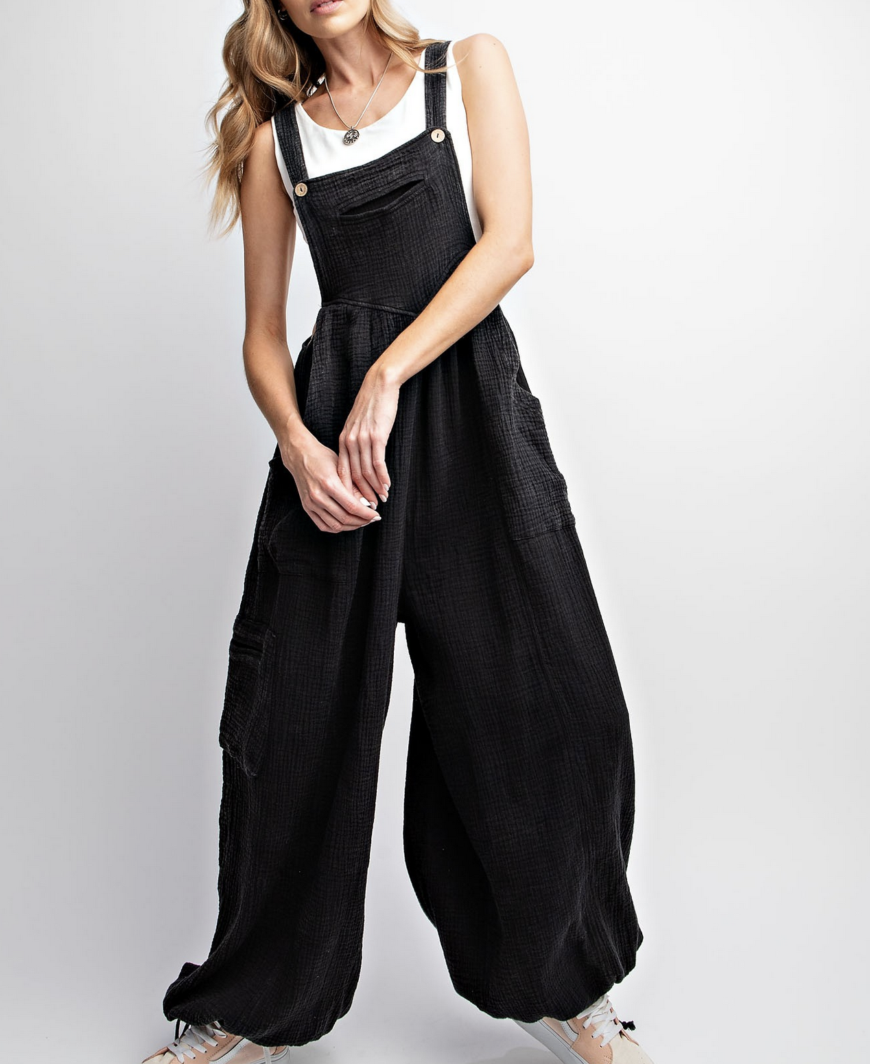 Easel "Behaving Baggy" Mineral Wash Jumpsuit