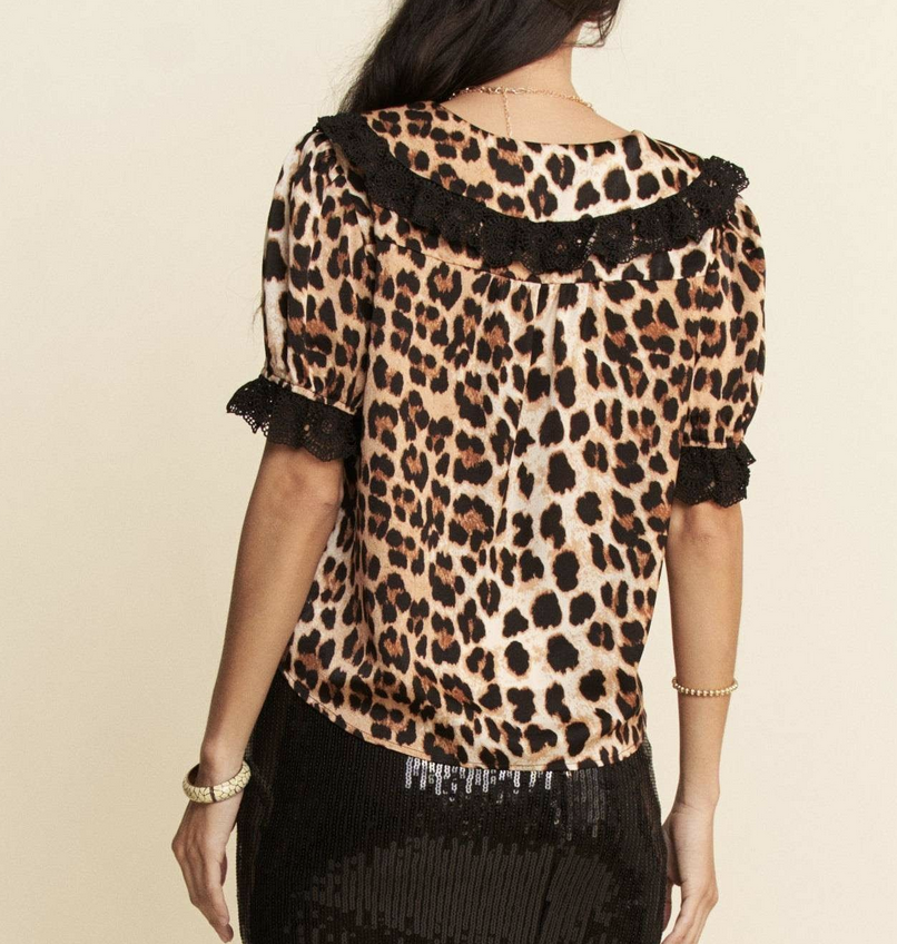 Davi&Dani "Purr-sonality" Button Up Short Sleeve Top