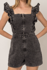 Gilli "On the Ruffle" Pocketed Denim Romper