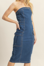 HyFve "Denim Home" Strapless Midi Dress