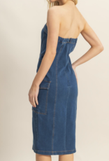 HyFve "Denim Home" Strapless Midi Dress