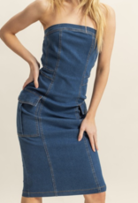 HyFve "Denim Home" Strapless Midi Dress