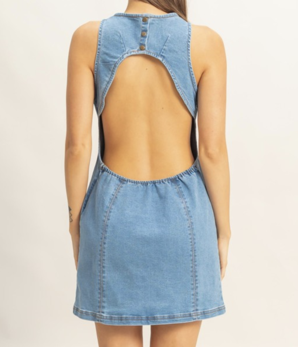 HyFve "Demin to My Life" Open Back Mini Dress