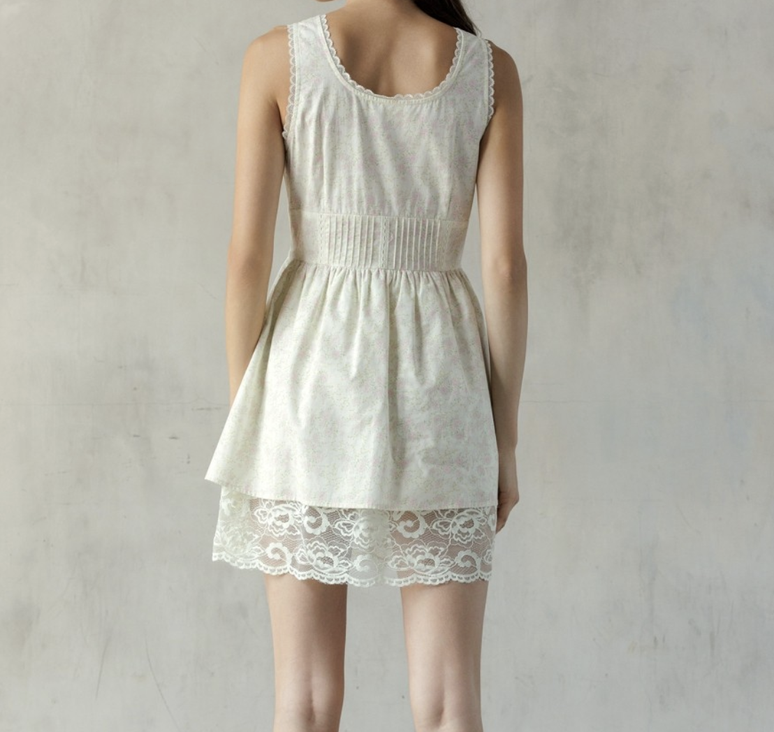 Storia Lace Trim Floral Mini Dress