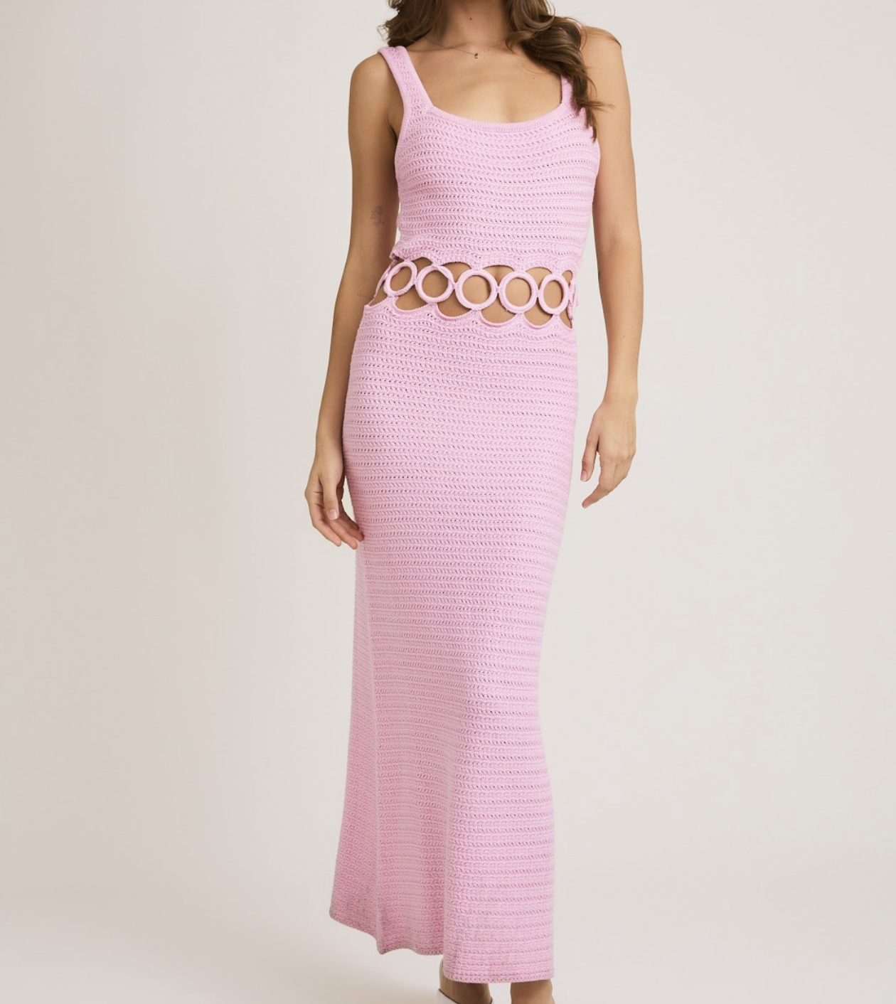 Le Lis "Stitch Me Up" Crochet Midi Dress